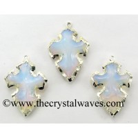 Opalite Cross Arrowhead Shape Silver Electroplated Pendant